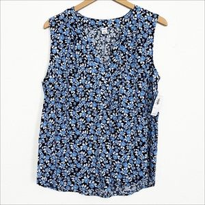 Old Navy Floral Sleeveless Top, Blue/White NWT